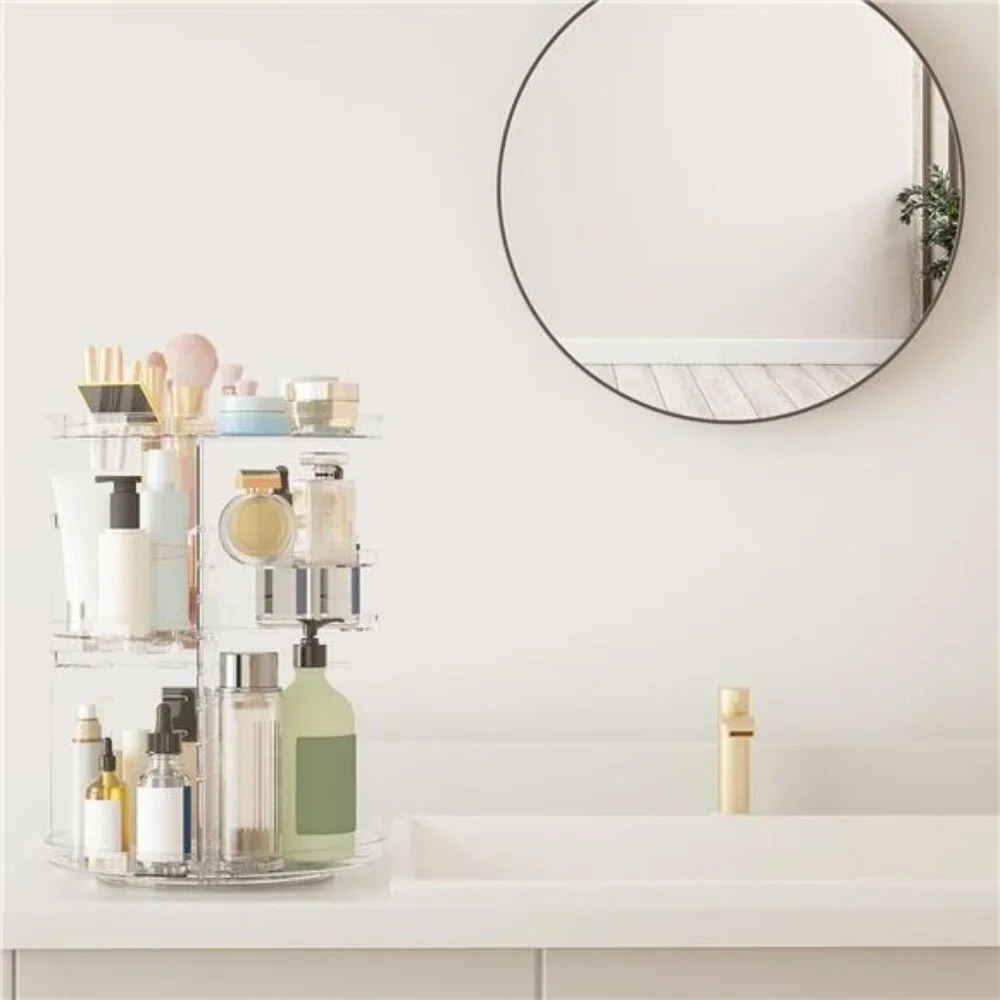 Rotating Makeup Organizer, DIY 8 Adjustable Layers Spinning Skincare Organizer